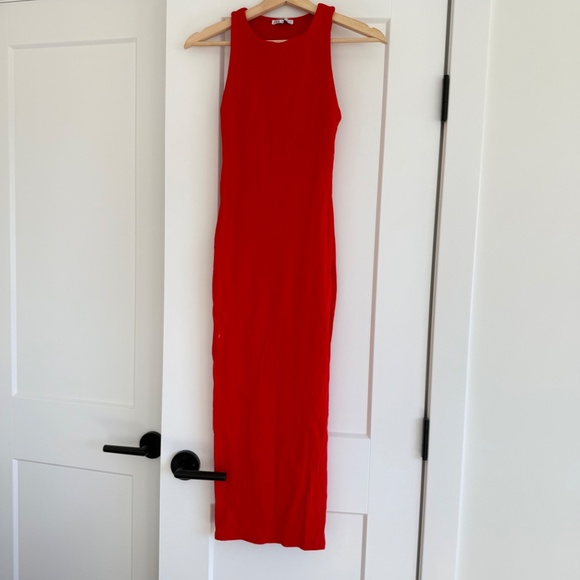 ZARA High Neck Red Jersey Midi Dress - Picture 2 of 3